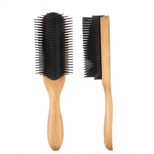 Brosse à cheveux Denman à 9 rangées avec logo personnalisé, poils en bois, coussin, démêlant, tête amovible, ventilation, pagaie, salons - Product Image 4