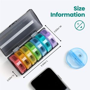 <span class=keywords><strong>Pilulier</strong></span> hebdomadaire 7 jours 2 fois par jour, grande boîte à pilules quotidienne facile à ouvrir, étui à pilules pour médecine vitamine - Product Image 2