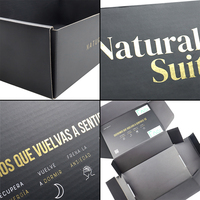 Boîte d'expédition noire en carton ondulé en gros Carton postal brillant avec stratification mate pour chaussettes et fourrure
