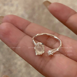 Anillos Ajustables de Piedra Lunar para Mujer, Anillos de Doble Capa con Temperamento, Regalos de Fiesta, Joyería - Product Image 6