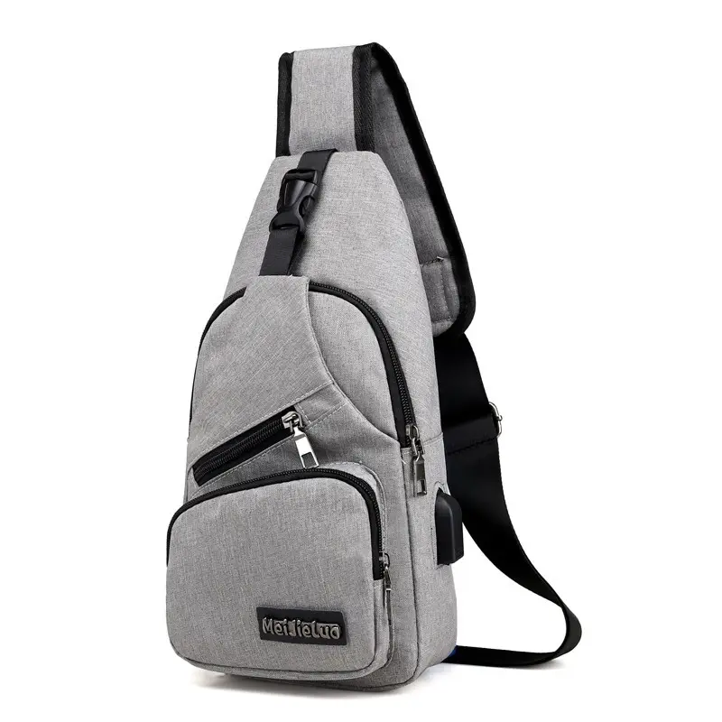 Wholesale Fashion Sling Chest Bag Men Outdoor USB Charger Crossbody Shoulder Bag Outdoor Messenger Bags