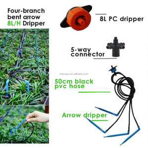 Kit d'irrigation goutte à goutte en plastique pour serre, 4 voies, avec aiguilles d'arrosage en forme d'<span class=keywords><strong>araignée</strong></span> pour système d'irrigation de jardin - Product Image 2