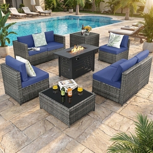 Ensemble de meubles de patio en rotin de luxe avec table foyer et table à plateau en verre pour divertissements en plein air, provenant du Vietnam - Product Image 1