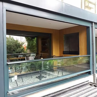 Fenêtre coulissante verticale motorisée à levage, grande ouverture vitrée, cadre en aluminium isolé thermiquement pour villa résidentielle