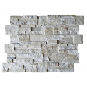 Carrelage mural en pierre naturelle ardoise jaune et blanche 18x35 cm avec emboîtement pour cheminée de villa moderne, résistant aux acides - Product Image 1