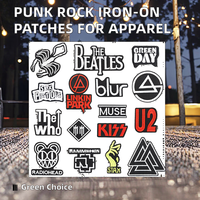 Nouveaux patchs brodés thermocollants style punk, thème musique rock'n'roll, en tissu feutre, pour vestes et jeans, stock en gros