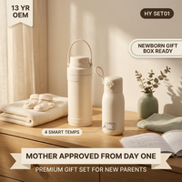 Ensemble de voyage pour l'alimentation des bébés, chauffe-biberon portable 450 ml + refroidisseur de lait en poudre 300 ml USB-C 316 SS 24H, cadeau pour nouveau-né OEM HY-SET01