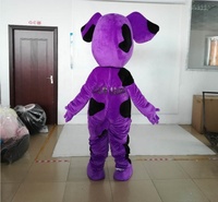Costume de mascotte de chien en peluche rouge et violet personnalisé pour adultes, Halloween, unisexe