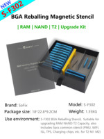 Kit de pochoirs magnétiques Sofix S-F302 pour reballing BGA RAM/NAND T2, outil de réparation pour Macbook A2159/A1989/A1990/A1708/A1706, garantie 1 an