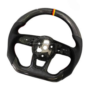 Volant de course de luxe en fibre de carbone avec surpiqûres rouges en cuir, compatible avec <span class=keywords><strong>Audi</strong></span> TT TTS TTRS <span class=keywords><strong>R8</strong></span> <span class=keywords><strong>V8</strong></span> V10 A6 A3 A5 - Product Image 4