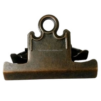 Pince de bureau en métal rouge bronze rouillé de l'âge bronze, type Bulldog, 78 mm, pour menus de restaurant et bar