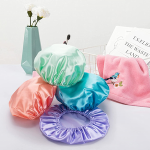 Bonnets <span class=keywords><strong>de</strong></span> <span class=keywords><strong>bain</strong></span> EVA CHAair imperméables à double couche, bleu, style personnalisé, couleur unie, réutilisables, doublés <span class=keywords><strong>de</strong></span> satin <span class=keywords><strong>de</strong></span> soie, <span class=keywords><strong>bonnet</strong></span> <span class=keywords><strong>de</strong></span> douche <span class=keywords><strong>orange</strong></span> - Product Image 3