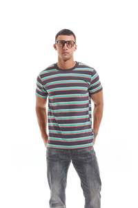 Logotipo personalizado impreso Vintage Streetwear camisetas rayas de manga corta Camisetas Hombre de gran tamaño fabricantes camisetas - Product Image 4