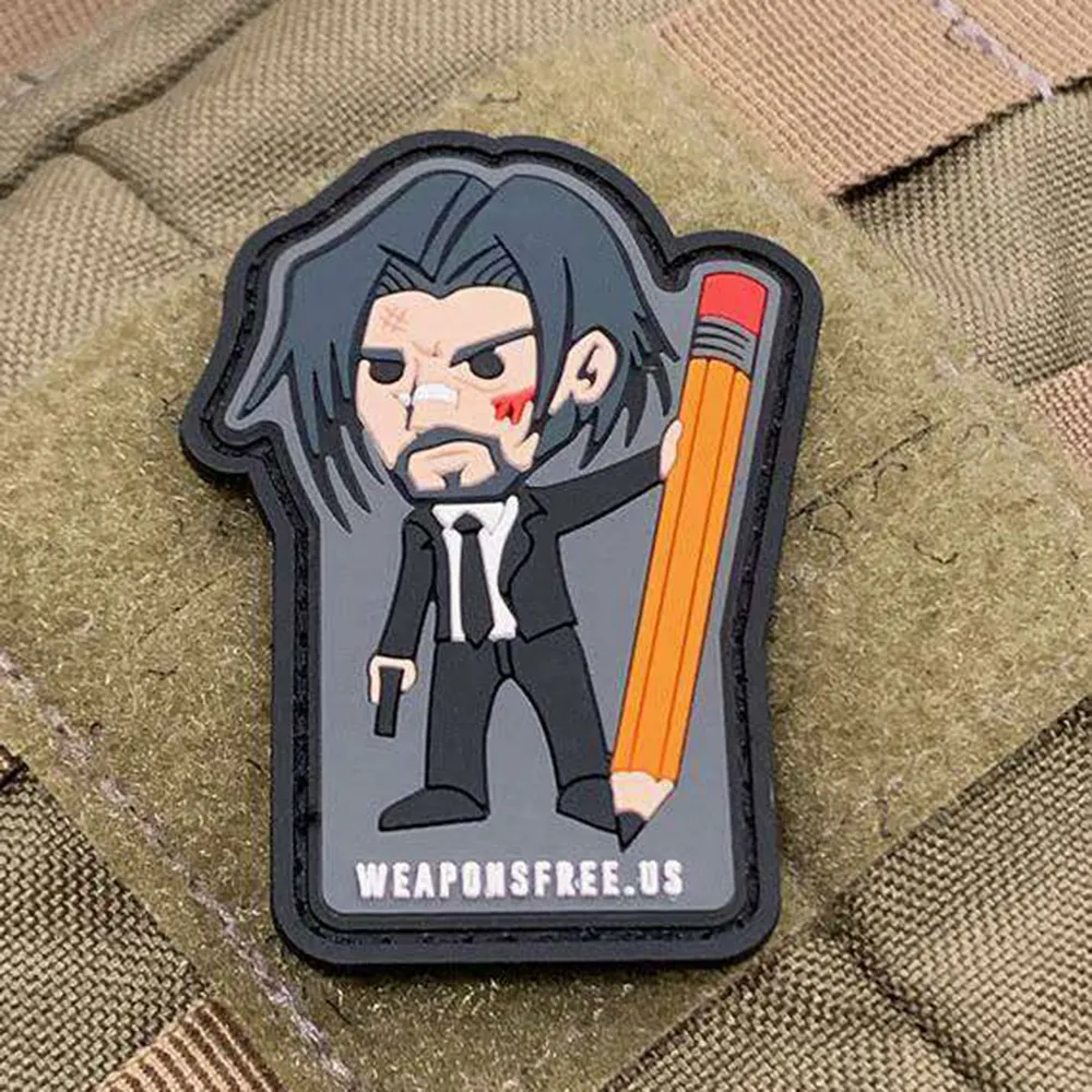 Patch Taktis PVC John Wick Baba Yaga Kustom dengan Sandaran Kait