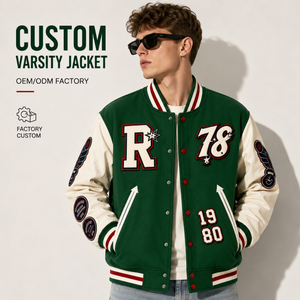 Custom Wool Varsity <strong>Jacket</strong> <strong>Men</strong> OEM Letterman <strong>Jacket</strong> <strong>Leather</strong> Sleeves Private Label Chenille Embroidery Baseball <strong>Jacket</strong> Factory - Product Image 1