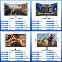 Moniteur de jeu incurvé de 27/24 pouces 2K 165Hz IPS/VA taux de rafraîchissement élevé 2560x1440 avec haut-parleur LCD écran de moniteur d'ordinateur 350 nits