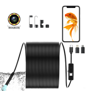 Endoscope industriel à lentille unique, inspection 8 mm, 8 LED, câble semi-rigide, caméra d'inspection professionnelle et durable, étanche pour égouts - Product Image 1