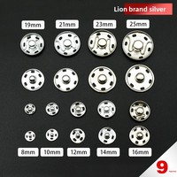2 boutons-pression invisibles en métal noir et argent pour chemises, vêtements, accessoires de couture en stock