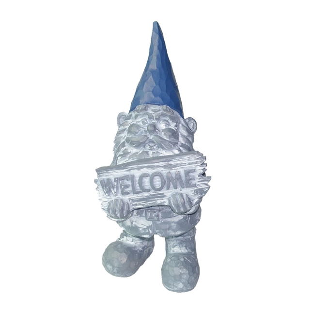 Garden Decoration Welcome Sign Cement Resin Gnome Figurine with a Blue Hat