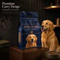 Sachet personnalisé à fond plat pour friandises pour chat, emballage imprimé pour snacks pour animaux de compagnie avec fermeture éclair, soufflet latéral et fenêtre transparente pour le produit