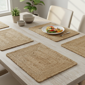 DIVTIK DECOR Sets de table rectangulaires en jute au design moderne, motif floral tressé, antidérapants, personnalisables, écologiques, lavables en machine - Product Image 2