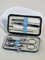Accessoires de soins personnels portables, kit de manucure en cuir PU, outils de soin des ongles, 7 pièces, coupe-ongles, ciseaux, pinces, ensemble de manucure