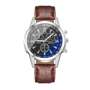 Spot vente chaude trois yeux ceinture en verre bleu-ray montre pour hommes montre cadeau montre à Quartz pour hommes vente en gros d'usine - Product Image 6