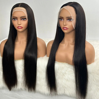 Pelucas de Cabello Humano Liso Extremo HD Transparente 13x6 Pre-Plucked Lace Frontal Wig 13x4 Sin Pegamento para Mujeres Negras