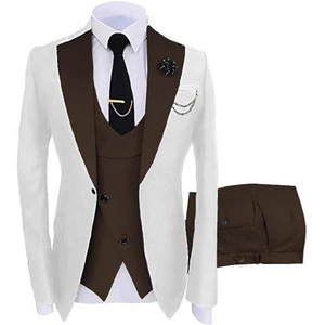 Trajes de Negocios de Tres Piezas para <span class=keywords><strong>Hombre</strong></span>, Cierre de un Solo Botón, Tela de Lana Peinada, Antiencogimiento, Viscosa/Poliéster, Cuello de Solapa - Product Image 3