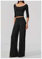 Ensemble de yoga premium en Spandex/Nylon brossé, anti-transpiration, infroissable, ajusté, avec effet taille cintrée et contrôle du ventre