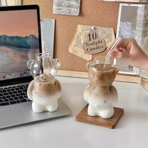 <span class=keywords><strong>M</strong></span> 320ml sáng tạo dễ thương Gấu cốc cà phê với rơ<span class=keywords><strong>m</strong></span> trong suốt cốc bia sữa cà phê nước ly bán buôn Kính drinkware Mug Set - Product Image 3