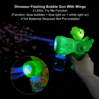Pistola per Bolle a Forma di Dinosauro Luminosa con 50ml di Soluzione per Bolle per Giochi di Carnevale ed Eventi nei Parchi a Tema
