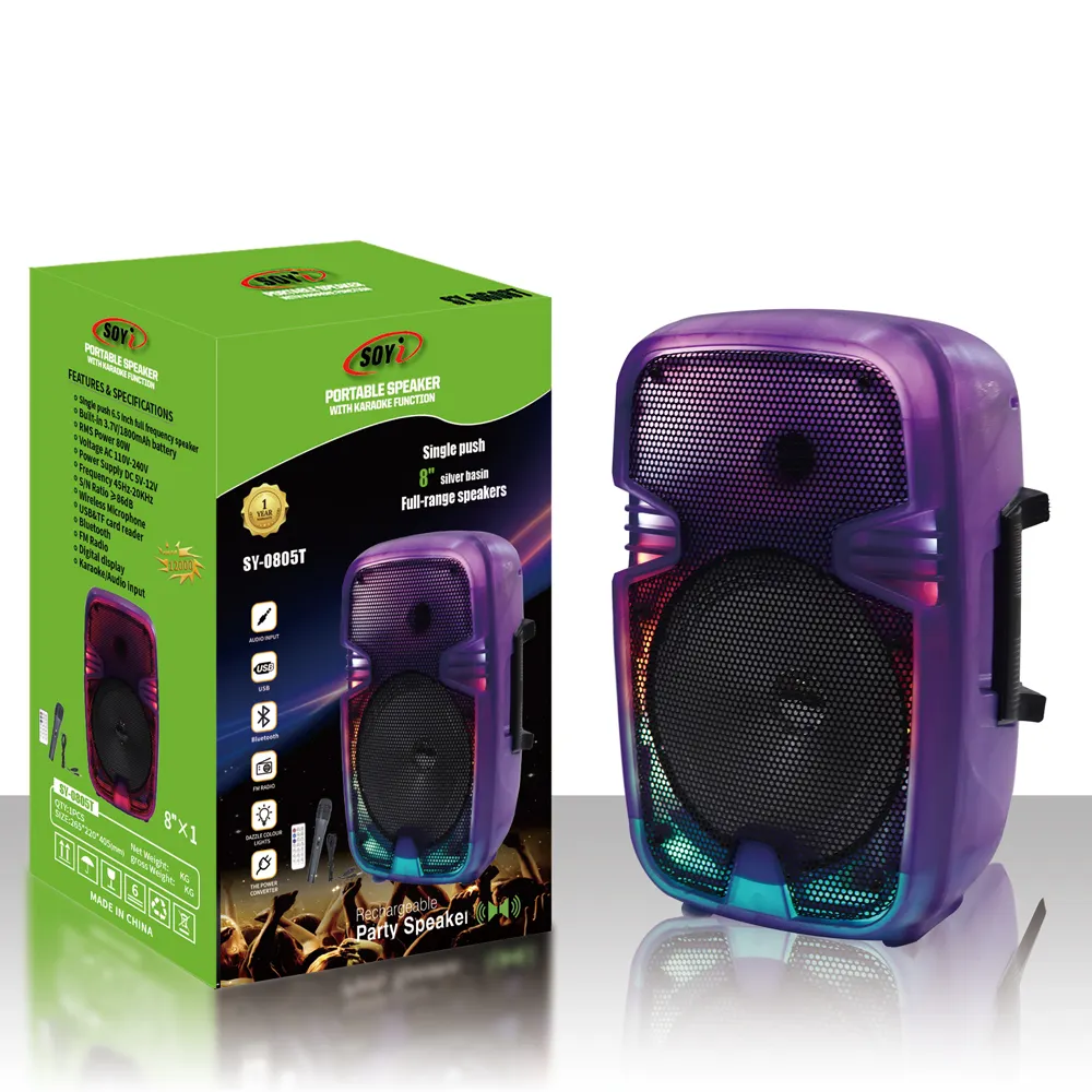 Speaker Silinder Model Baru Subwoofer Karaoke dengan Mikrofon Bluetooth Speaker Audio Nirkabel untuk Pemutar Pesta Luar Ruangan