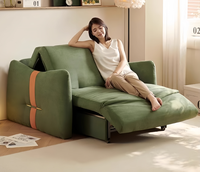 Sofá Cama Eléctrico de Tela Esmerilada, Estilo Nórdico Moderno y Minimalista, Control Remoto Inteligente, Multifuncional, Plegable, Ahorra Espacio