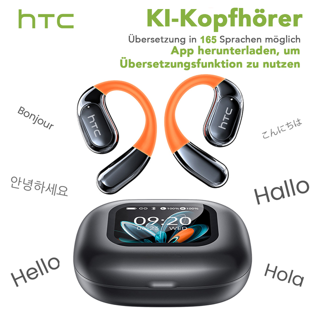 Brand NE27 AI BT6.0 Wireless Earphones LCD Display HiFi Sound Ultra-Low Latency Translate 165 Languages TF Card Support Earbuds