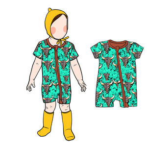 Pyjama en coton tricoté à imprimé hawaïen personnalisable pour filles, grande taille, combinaison à manches courtes, vente chaude - Product Image 3