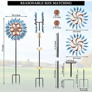 Garten-Windspiel - 1,9 m Großes Windspiel Metall-Windräder für Terrasse, Rasen und Garten Außendekoration Garten-Windmühle - Product Image 5
