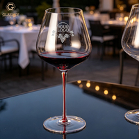 Ensemble de verres à vin en cristal bordeaux, gobelets à vin faits à la main avec pied coloré, verres à vin rouge à large bouche pour Pinot Noir