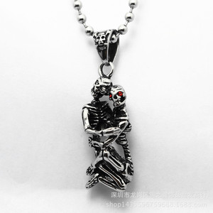 yunnique Skeleton <b>Couple</b> Pendant <b>Necklace</b> Stainless Steel Unisex Party Jewelry - Product Image 4