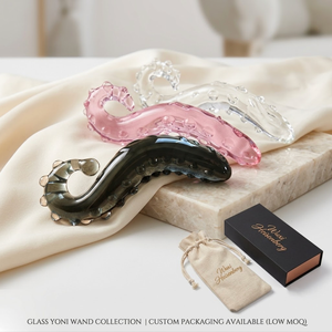 Estimulador de Punto G, Dildo de Vidrio Negro Transparente, Dildo de Vidrio para Masturbación, Juguete Sexual para Adultos, Varita Yoni de Vidrio Negro - Product Image 1