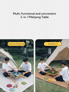 Table de Mahjong pliable de voyage, ensemble de Mahjong chinois, table de jeux de Mahjong traditionnelle chinoise pour le camping en plein air - Product Image 4
