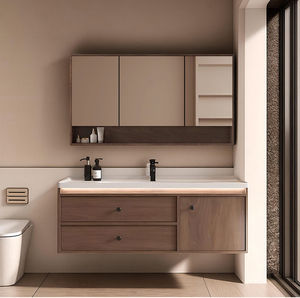 Mobile Bagno Moderno Classico <span class=keywords><strong>in</strong></span> <span class=keywords><strong>Legno</strong></span> con Specchio Intelligente a Parete per Appartamenti e Ville - Product Image 3