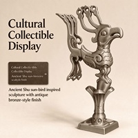 Sculpture d'oiseau divin Sanxingdui imprimée en 3D, style bronze, objet de collection culturel, ornement de présentation, inspiré de l'ancienne culture Shu
