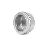 Pot en aluminium rond argenté de 80ml avec couvercle à fenêtre transparente Conteneur de stockage de savon 80g Boîte en fer blanc