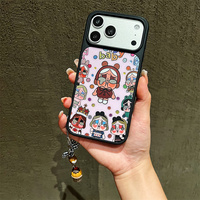 Nouvelle coque de téléphone Rainbow Gradient Cry Baby pour iPhone 17 16 15 14 Pro Max avec breloques Powerpuff Girls, chaîne et dos doré IMD laser
