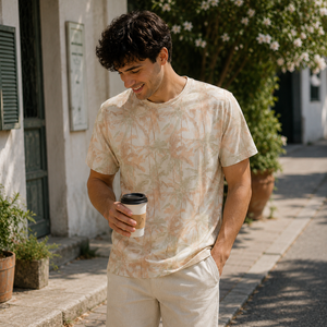T-shirt personnalisé à imprimé tropical pour homme, motif palmier, tenue décontractée de plage, été, marque privée, fabricant OEM ODM - Product Image 2