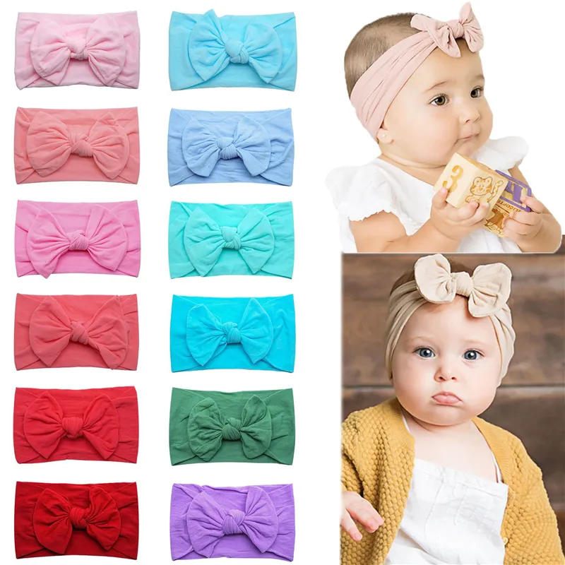 Baby Nylon Headbands Hairbands Hair Bow Elásticos Acessórios para o Bebê Meninas Recém-nascidos Infantil Toddlers Kids