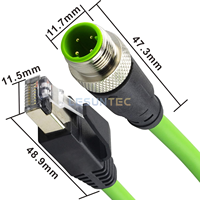Cable Ethernet Industrial M12 de 4 Pines a RJ45, Cable de Conector Macho M12 de 4 Pines con Código D a Hembra RJ45 para Automatización
