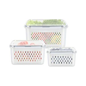 Kitchen Fridge Fruit Vegetable Food Drain Fresh Transparent Stackable <b>Plastic</b> Injection Eco-Friendly 2-6L <b>Square</b> Storage Box - Product Image 1