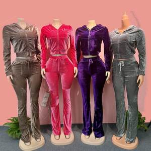 Conjunto Deportivo de Dos Piezas para <span class=keywords><strong>Mujer</strong></span>, Chaqueta de Manga Larga y Pantalones, Ropa Deportiva para Correr al Aire Libre, Transpirable, Informal, para Gimnasio, Venta al Por Mayor - Product Image 1